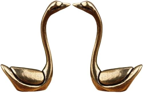 2‑Pack Solid Brass Swan Figurines,Brass Animals Figurine Decorative,Vintage Mini Metal Swan Statue, Romantic Decorative Sculpture for Desktop Bookshelf Mantel, Collectible Gift (2.2" H ×1.77" W) by YahuLando