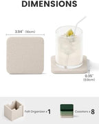 Fluxynara Felt Coasters with Holder, Set of 8 for Drinks, Sagewood - Image 2