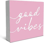 SRADMO Botanical Eucalyptus Leaves Wood Box Sign Desk Decor, Rustic Eucalyptus Leaves Wooden Block Box Sign Decoration For Home Office Shelf Table Decor (Pink) by SRADMO