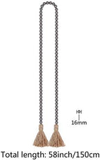 RAMIRABI 58in Wood Bead Garland, Farmhouse Rustic Country Decor, Gray - Image 6