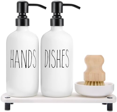 MOMEEMO Soap Dispenser Set Comes with Stainless Steel Pumps, White & White by MOMEEMO