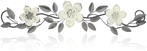 Wesiti Metal Flower Wall Art Decor Vintage Wrought Scroll, White by Wesiti