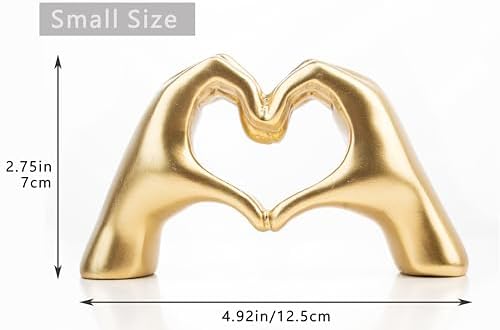 Small Heart Hands Sculpture Decor for Living Room Bedroom Bookshelf Coffe Table and Office Display, Love Finger Statue Modern Aesthetic Home Decor, Unique Gift for Wedding Christmas Birthday (Gold) - Image 4
