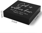 Christian Gifts for Women Motivational Scripture Bible Verse Desk Decor Wood Sign Rustic Black Wooden Box Sign for Home Office Living Room Bedroom Table Shelf Religious Decor Birthday Christmas - Image 2