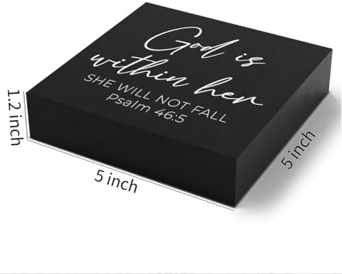 Christian Gifts for Women Motivational Scripture Bible Verse Desk Decor Wood Sign Rustic Black Wooden Box Sign for Home Office Living Room Bedroom Table Shelf Religious Decor Birthday Christmas - Image 2