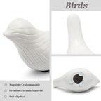 Small Ceramic Birds Statues for Home Decor, Boho Style, Glazed White, 2PCS - Image 4