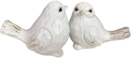Set of 2 White Bird Decor for Home Decor, Farmhouse Bird Decor Bird Statue Sculpture - Decorative Carved Rustic Distressed Animal Bird Decor Ornaments - Collectible Bird Figurine | Spring by realideas
