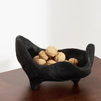 DN DECONATION Oak Wood Black Decorative Bowl, 9.25x5.51 Inch Small Bowl by DNDECONATION