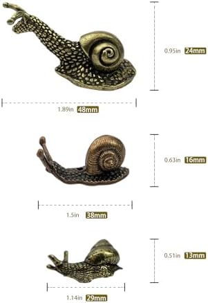 3Pcs Brass & Alloy Snail Statue mini Ornaments Retro、Antique Whimsical Cottagecore Decor, Brass Decor for Living Room、Desk and Bookshelf Figurines, Outdoor Garden Landscaping - Image 2