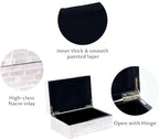 PEMAR Handmade Capiz Shell Decorative Box with Hinged Lid - 7.9x5.1x3.1 Pearlescent White Subway Tile Pattern Shell Storage Box, Luxury Gift Keepsake Organizer for Coffee Table Home Décor - Image 3