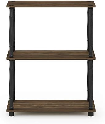 Furinno TURN-N-TUBE Storage Shelves, 3-Tier Book Shelf, Corner Shelf, Toolless Open Shelves, for Organization and Storage, Living Room, Garage, Home Office, Columbia Walnut - Image 6