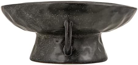 Creative Co-Op Stoneware Footed Pedestal Bowl with Handles, Reactive Glaze, Black - Image 3