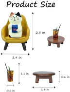 Mevodeata Cute Cat Playing Phone on Sofa and Drinking Coffee Figurine for Office Home Decor - Cute Cat Gift for Cat Lovers - Image 2