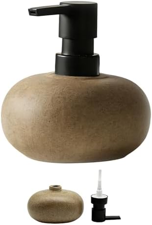 Ceramic Soap Dispenser, Vintage Brown Stone Soap Dispenser for Bathroom Countertop or Kitchen, Designed for Hand Soap, Shampoo, or Conditioner (300ml/10oz) by Unknown