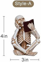 Dlfghos Halloween Skeleton Statue Halloween Skull Figurine Home Decor Reading Skeleton Figurines Bookish Skeleton 2 - Image 5