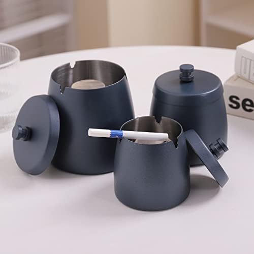 Extra Large Ashtray with Lid for Cigarette, Stainless Steel Smokeless Odorless Windproof Ash tray for Home Office Tabletop Outside Patio Outdoor Balcony(4.72''x3.93''x4.33'') - Image 7