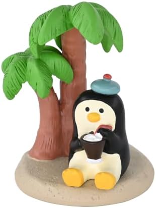 Mevodeata Penguin Figurine with Ice Cream Bowl, Mini Beach Statue by Unknown