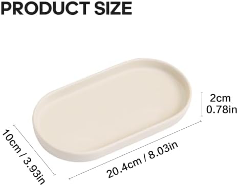 2 Pack Matte Beige Round Soap Dispenser Tray - 8'' Ceramic Vanity Tray & Organizer Plate Set, Bathroom & Kitchen Countertop Decor for Soap Dispenser, Jewelry, Cosmetics, Sink - Image 2