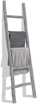 FUIN Blanket Ladder, 57in Wood Rustic Decorative Ladder, Light Gray by FUIN