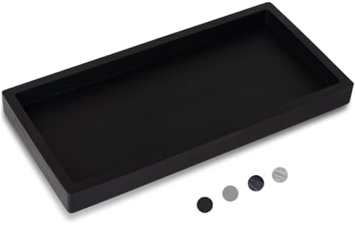 Silicone Bathroom Vanity Tray Dish Soap Holder Sink Organizer, Black by Heagoale