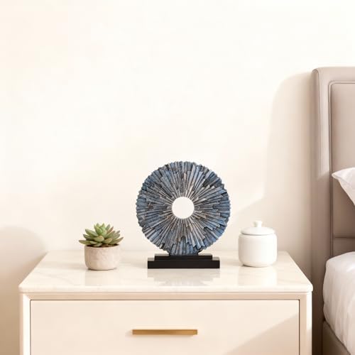 Blue Home Decor Sculpture, Unique Round line Statue, Modern Home Decor, Decorative Panel Statue for Living Room tv Cabinet, Office, Bedroom, Dining Table Center Blue Decor - Image 5