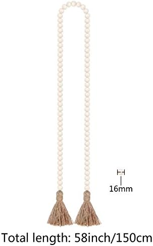 RAMIRABI 58in Wood Bead Garland, Farmhouse Rustic Country Decor, Nature - Image 2