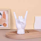 QIANLING 7.7" White Resin Rock On Hand Gesture Statue - Rock Culture Music Lovers' Decorative Tabletop Sculpture for Bookshelf, Desk & Mantel Decor in Home or Office, Modern Symbolic Figurine - Image 6