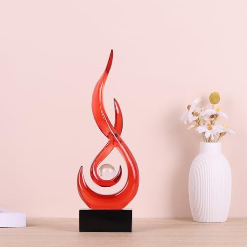 Modern Abstract Art Table Decoration,Resin Flame Statue Modern Centerpiece Ornaments for Living Room Great Gift Idea Home Decor,Collectibles (Red) - Image 6