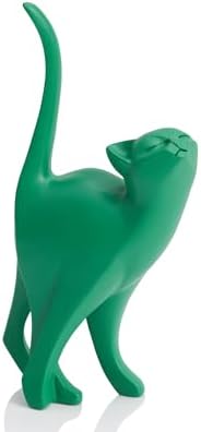 7 Inch Green Proud Cat Statue by AMOIENSIS