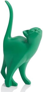 7 Inch Green Proud Cat Statue by AMOIENSIS