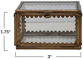 Creative Co-Op Brass and Glass Display Box with Scalloped Edges and Antique Finish, Brass Color - Image 4