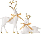 WDS WONDROUS Christmas Reindeer Decorations Modern White Gold Table Decor by WDSWONDROUS