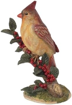 Braxio Bird Figurines Home Decor – Resin Red Cardinal Figurine on Branch, Christmas Cardinal Decor for Shelf, Table, Living Room, Bedroom & Memorial Gift, 5.5 x 3.4 x 7 Inches by BRAXIO