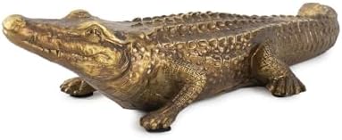 Howard Elliott Collection 52029 Gold Sculptures Antique Crocodile for Home Decoration Statue for Book Shelves, Console Tabels, Entryway, or Any room, Metallic Brassy Gold - Image 5