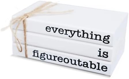 Farmhouse Motivational Wooden Office Desk Decor, Cute Decorative Books for Shelf Decoration, Inspirational Gifts for Women Men - Everything is Figureoutable Sign by RUKEJUNEMakeupCasesforProfessionalArtists