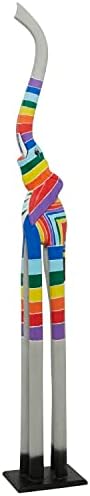 Deco 79 Wood Elephant Striped Sculpture, 6" x 10" x 59", Multi Colored by Unknown