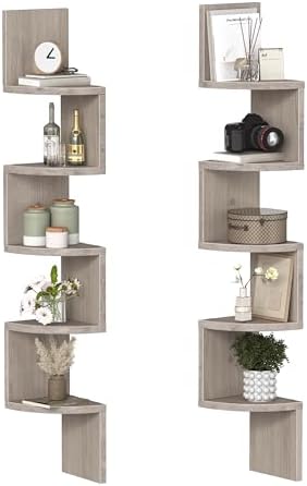 HOOBRO Corner Shelf Wall-Mounted, Set of 2 Floating Corner Shelves for Wall by HOOBRO