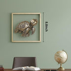 Newinhome Animal Heads Wall Decor (Includes Metal Frame) Resin sea turtle Sculptures Wall Hanging Decoration Gold vintage Wall Sculpture for Living Room Bedroom Office(Turtle) - Image 3