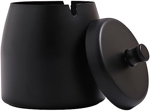 Ashtray with Lid for Cigarette, Stainless Steel Smokeless Odorless Windproof Ashtrays for Home Office Tabletop Outside Patio Outdoor Balcony(3.54"x3.0"x3.38") by INONE