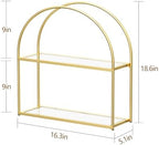 Crofy 2-Tier Arched Wall Shelf with Gold Frame & Transparent Shelves - Image 3