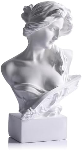 11.8" H Greek Mythology Bust Statue Decor,Artemis Statues Roman Goddess Figurines,Used for Sketch Practice Aesthetics Statues and Sculptures and Indoor Filling Space for Living Room, Bedroom (White) by LCCCK