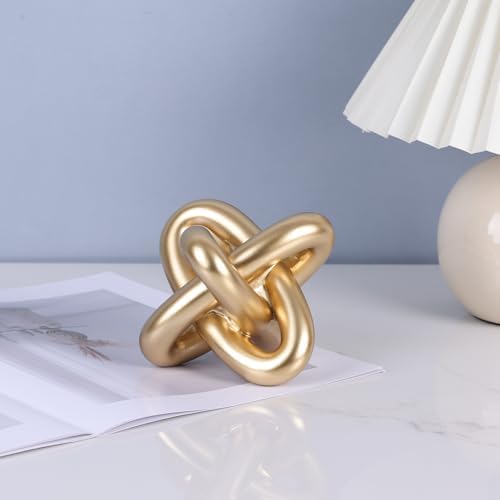 Gold Knot Decor – Modern Geometric Sculpture for Coffee Table, Bookshelf, TV Stand, Entryway, Living Room Centerpiece, Minimalist Knot Design, Decorative Accent for Home Decor, Elegant Gold Sculpture - Image 6