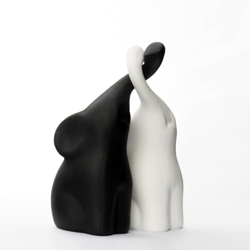 OwMell Set of 2 Loving Elephant Statue Figurine, 6" Elephant Ring Holder - Image 3