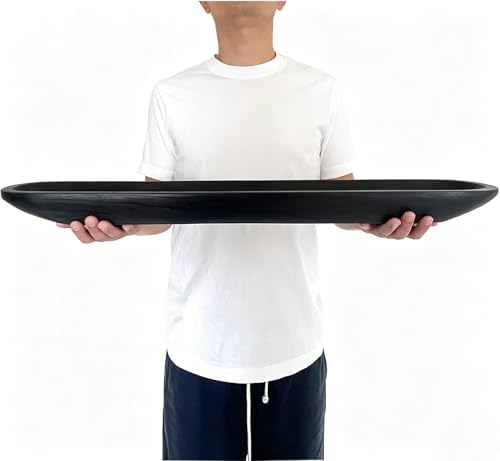 Wooden Dough Bowl Decor, Vintage Wooden Bowl Hand Carved Home Decor for Dining Table Center, Living Room, Kitchen Decor. (30inch black) by Unknown