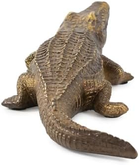 Howard Elliott Collection 52029 Gold Sculptures Antique Crocodile for Home Decoration Statue for Book Shelves, Console Tabels, Entryway, or Any room, Metallic Brassy Gold - Image 4