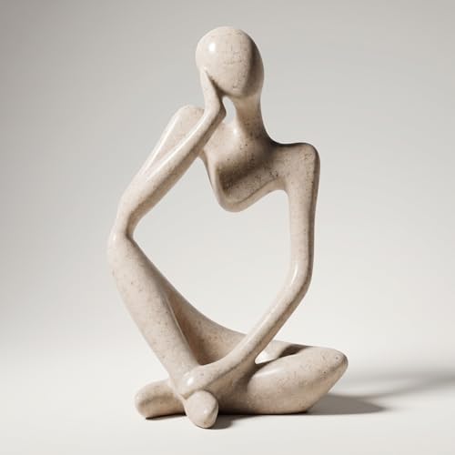 Large Sandstone Thinker Statue Decor, Modern Minimalist Abstract Sculpture, Thinker Sculpture Home Decor for Living Room, Office Desk, Bookshelf Decor, Contemporary Home Decor Accent by MatauraHomeDecoration