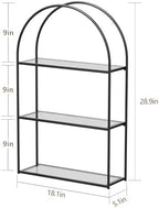 Crofy 3-Tier Arched Wall Shelf with Black Frame & Transparent Shelves - Image 3