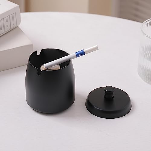 Small Outdoor Ashtray with Lid for Cigarette, Smokeless Stainless Steel Ash Tray, Smell Proof Windproof Ashtrays for Outside Patio Home Office Tabletop, Odorless Car Ashtrays(2.99"x2.68"x2.95") - Image 6