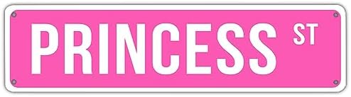 "Pink PRINCESS ST" Vintage Metal Tin Sign | Perfect for Girl's Room Decor | Exquisite Wall Art | 16x4 inchesCafe (B75) by SEHINU