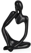 Sandstone Resin Thinker Statue Style Abstract Sculpture, Black, Left by Ozzptuu